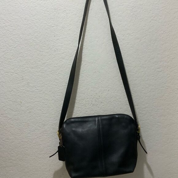 VINTAGE COACH Black Leather Station Legacy Shoulder Crossbody #338 RARE - Picture 1 of 16